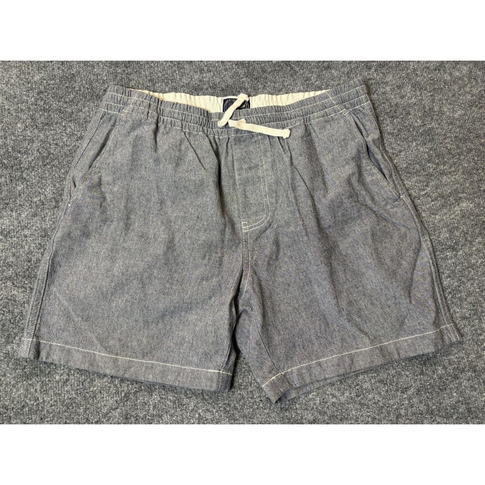 J.CREW Chino Shorts Mens M Blue Lightweight Denim 6" Inseam Drawstring Casual